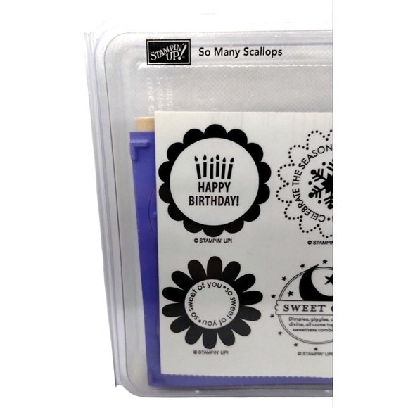 Stampin Up So Many Scallops 4 Piece Rubber Stamp Kit Unmounted 2008 Celebrations - Picture 3 of 5